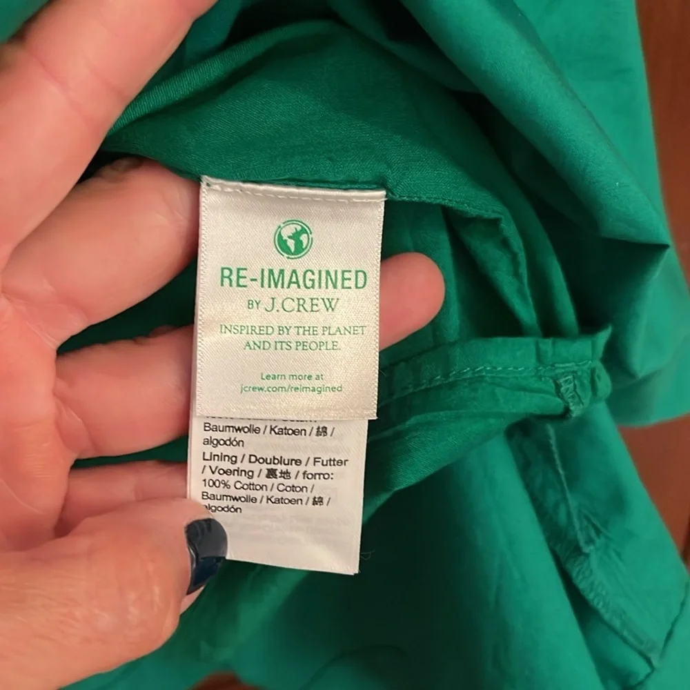 J. Crew Green Smocked Tie Front A-Line Dress size 10